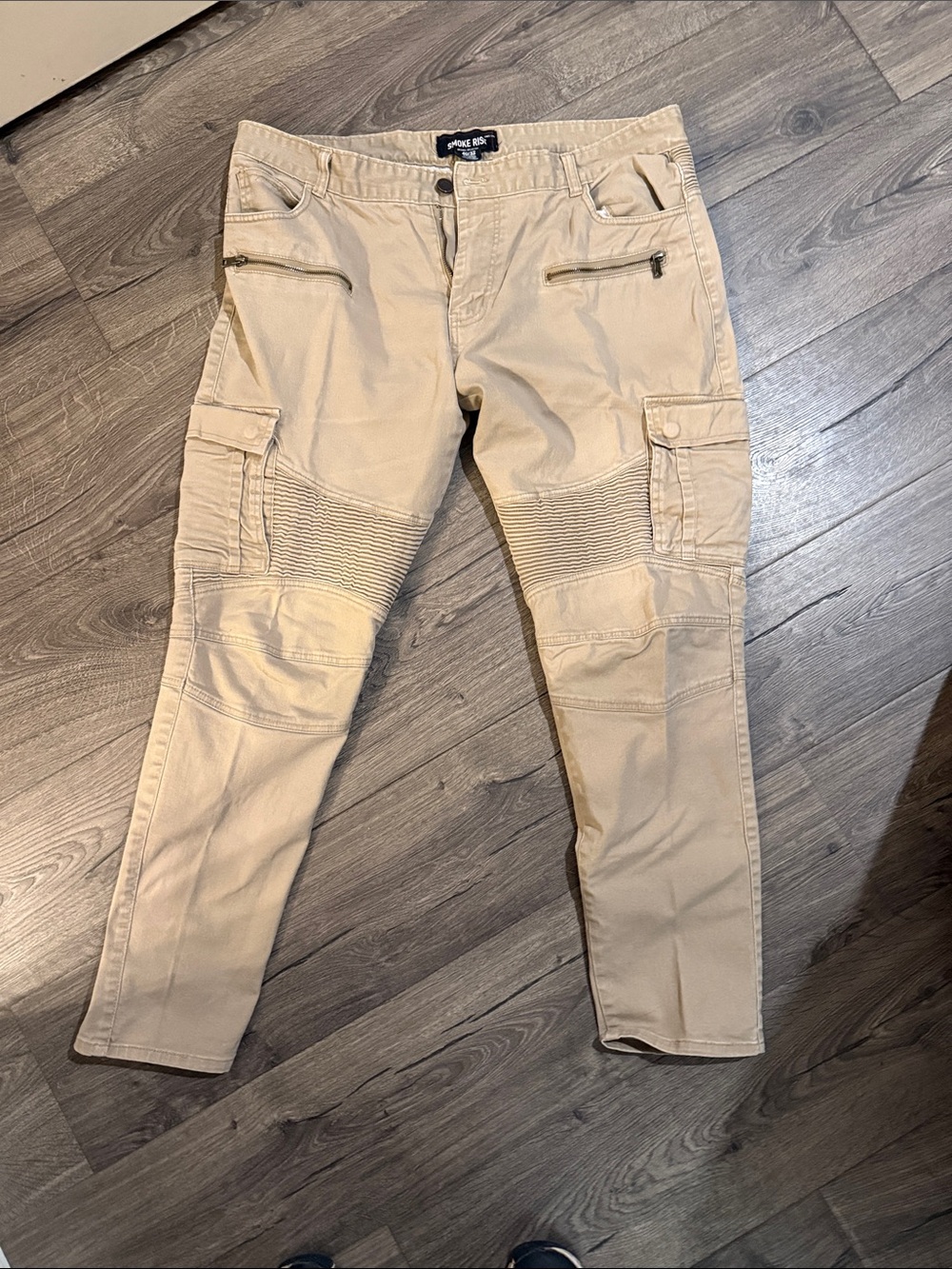 Stone Rose Men's Khaki Ribbed-Knee Cargo Pants